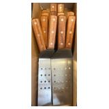 Offset Perforated Turners, Wood Handle, 6 Pcs