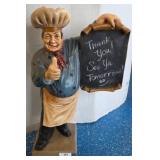 Resin Chef Figure with Chalkboard Sign
