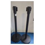 Black Retractable Belt Stanchions, Set of 2