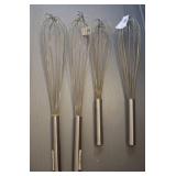 4 Winco Stainless Steel Whisks
