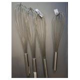 4 Winco Stainless Steel Wire Whisks