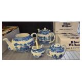 Blue Willow Tea Set with Sugar & Creamer Sets