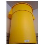 Large Yellow Plastic Trash Bin with Handles