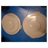 Gray Round Plastic Trash Can Lids, Set of Two