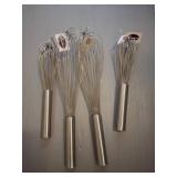 Four 10-Inch Stainless Steel Whisks