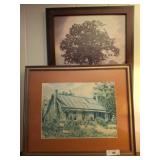 Framed Prints: Eve Bragg Cottage and Poem Tree