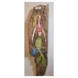 Painted Mermaid Artwork on Driftwood, 41ï¿½ï¿½ Tall