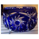 Cut Glass Cobalt Blue Crystal Bowl