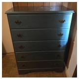 Wooden 5-Drawer Chest with Brass Pulls