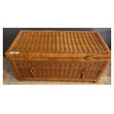 Large Wicker Storage Trunk with Hinged Lid