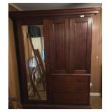 Mahogany Wardrobe With Mirror and Drawers