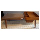 Wood Coffee Table With Glass Top and Storage