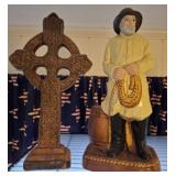Celtic Cross and Fisherman Figurine Set