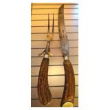 Carving Knife & Fork with Antler Handles