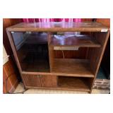 Wooden Entertainment Center with Glass Detail