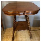 Scalloped-Edge Side Table With Turned Legs