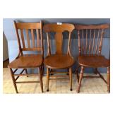 Three Wooden Dining Chairs