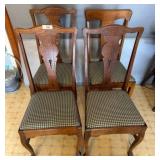 Four Wooden Dining Chairs with Upholstery
