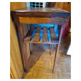 Wooden Side Table with Lower Slatted Shelf