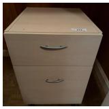 Two-Drawer Wood Filing Cabinet on Casters