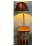 Wood Side Table with Lamp and Shade 14x20x22in