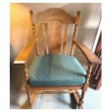 Oak Rocking Chair with Twisted Spindle Arms