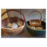 Two Wicker Baskets with Shells and Rocks