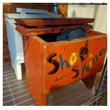 Vintage Wooden Shoe Shine Box with Accessories