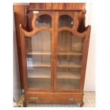 Oak Display Cabinet with Glass Panel Doors