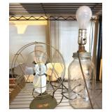 Mason Jar Lamp and Small Electric Fan