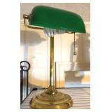 16in Brass Bankerï¿½s Desk Lamp with Green Shade