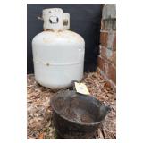 Propane Tank and Cast Iron Pot