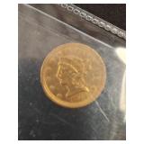 1852 $2.5 Gold Liberty Head Coin in Case