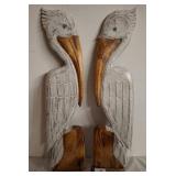 Carved Wood Pelican Sculptures
