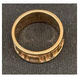 14K Gold Masonic Band Ring, 8.3 Grams