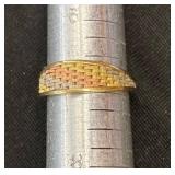 14K Gold Band Ring with Textured Design