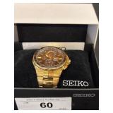 Seiko Gold-Tone Solar Chronograph Watch