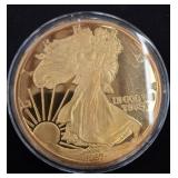 1997 Gold-Toned 1 Troy Pound .999 Fine Silver Roun