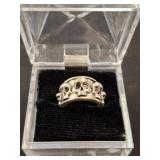 Silver-Toned Ring With Skull Motif Design