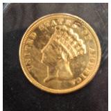 Rare 1856 Gold $3 Coin in Protective Case