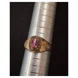 14K Gold Ring with Oval Purple Stone, 3.9g