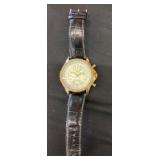 Joshua & Sons Gold Watch with Black Leather Strap