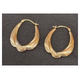 Gold-Tone Hoop Earrings with Etched Design