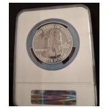 2010 Silver 5 oz 25c Hot Springs MS69