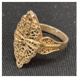 Gold-Tone Filigree Statement Ring