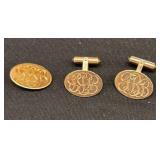 Gold-Tone Monogrammed Cufflinks and Stud Set
