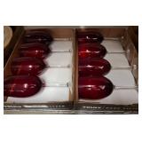 8 Red Glass Wine Goblets