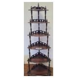 Dark Wood Five-Tier Corner Shelf Unit