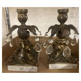 Bronze and Crystal Candlesticks