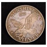 1982 Sunshine Mint 1 oz .999 Fine Silver Round
